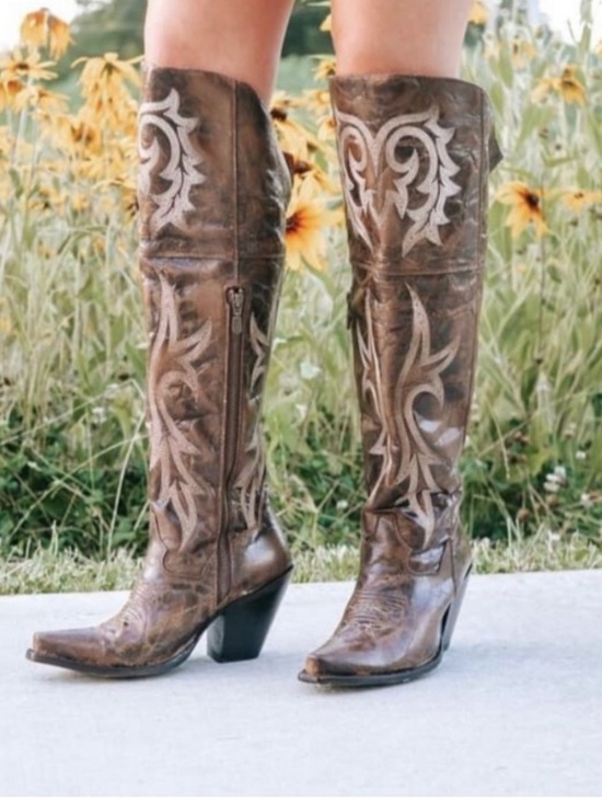 Dan Post Shoes - Dan Post jilted knee high western Brown Boots size 7